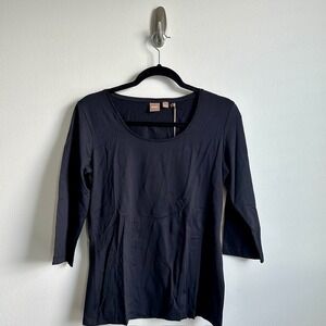 Boss Shirt Womens Medium Black 3/4 Sleeve Scoop‎ Neck Stretch Casual Top New